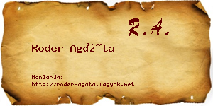 Roder Agáta névjegykártya